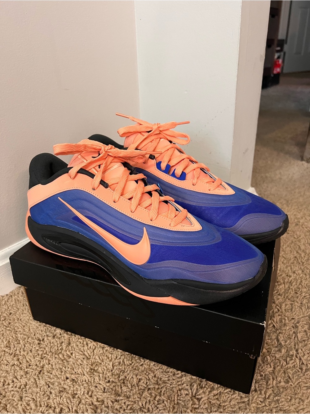 Nike Mens Blue and Peach Lightweight Sneakers